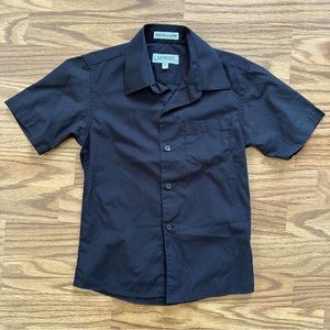 Gioberti Boys Size 5 Button Up Down Short Sleeve Dress Shirt Solid Black EUC!